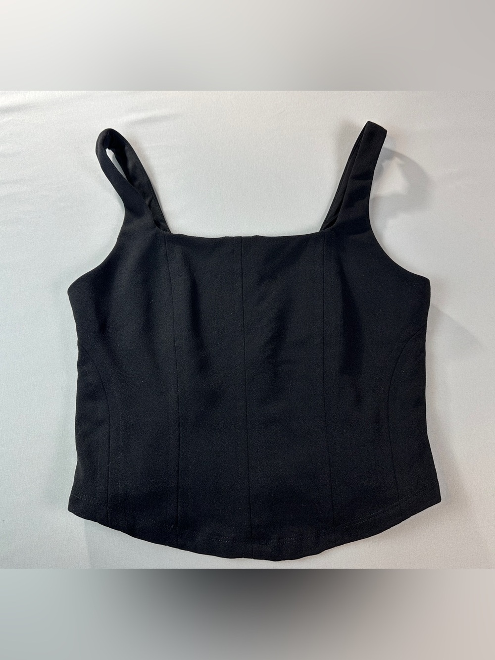 Maurices Black Corset Tank Top Square-Neck Large Pleating Boho